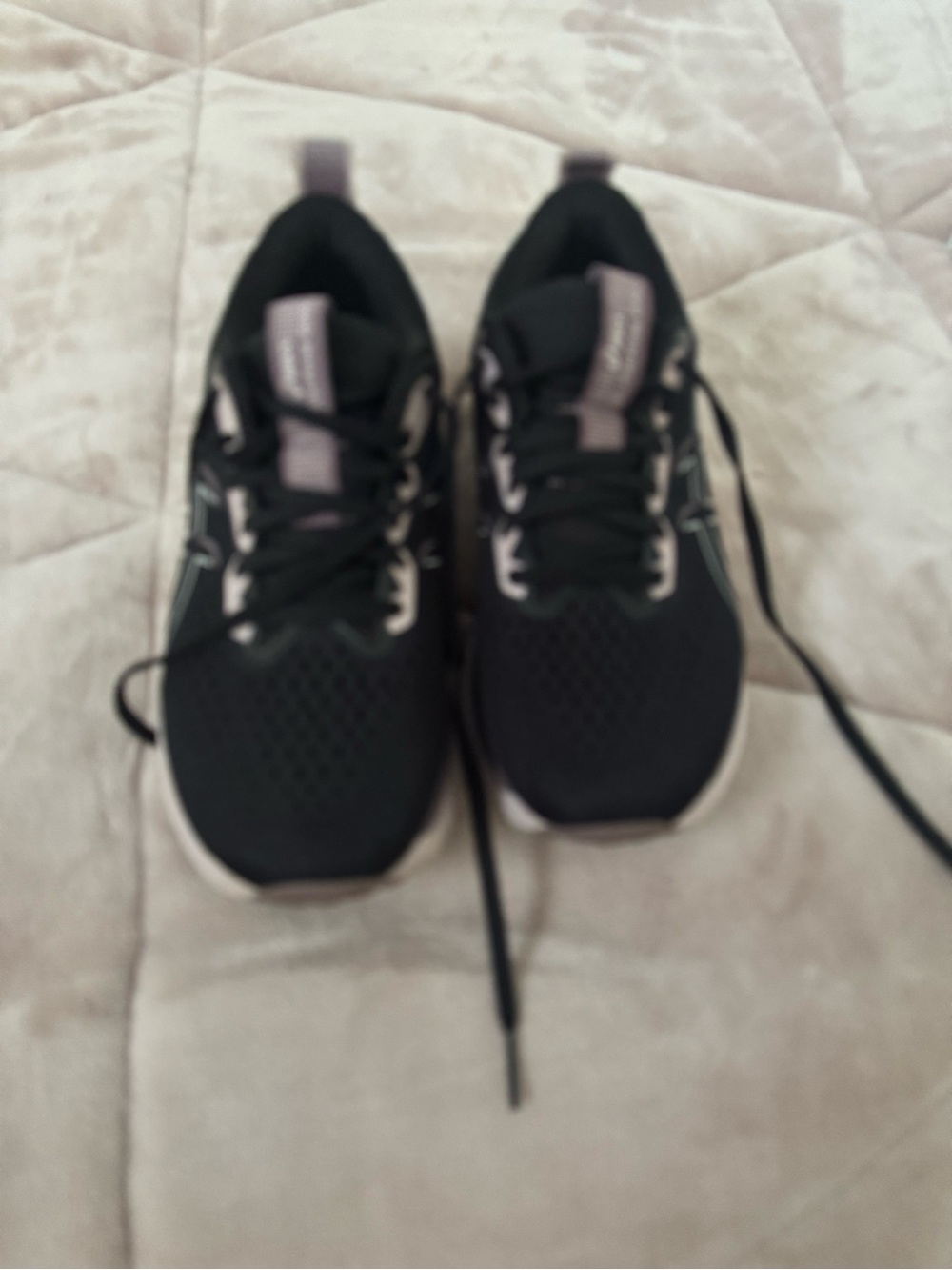 Asics Women's Black Running Shoes with Lavender Accents